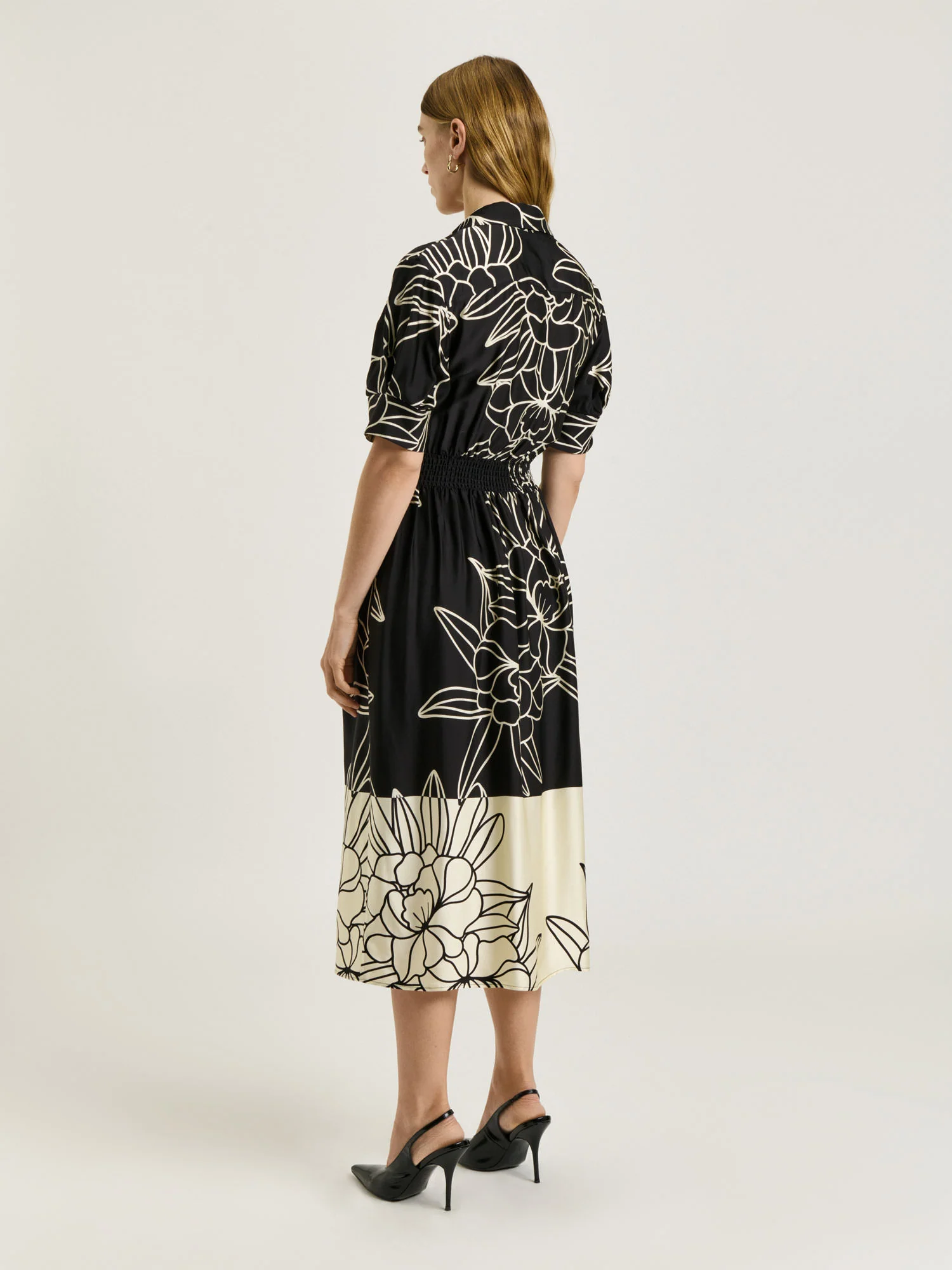 BLACK ORCHID BORDER PRINT SHIRT DRESS - Image 4