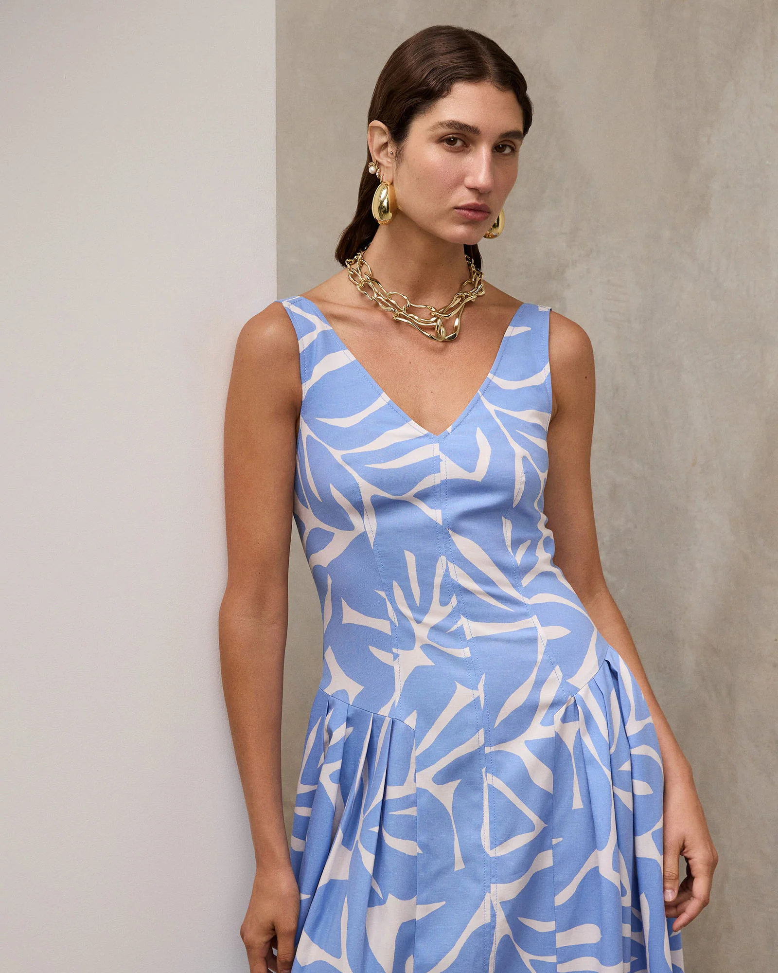 BLUE FOLIAGE MIDI DRESS - Image 7