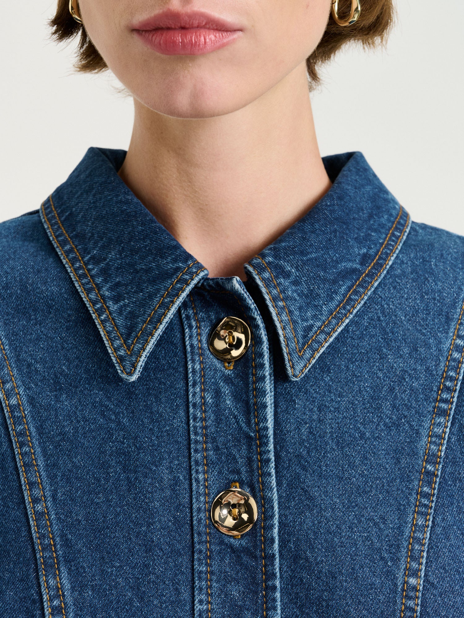COTTON DENIM DART WAIST JACKET - Image 3
