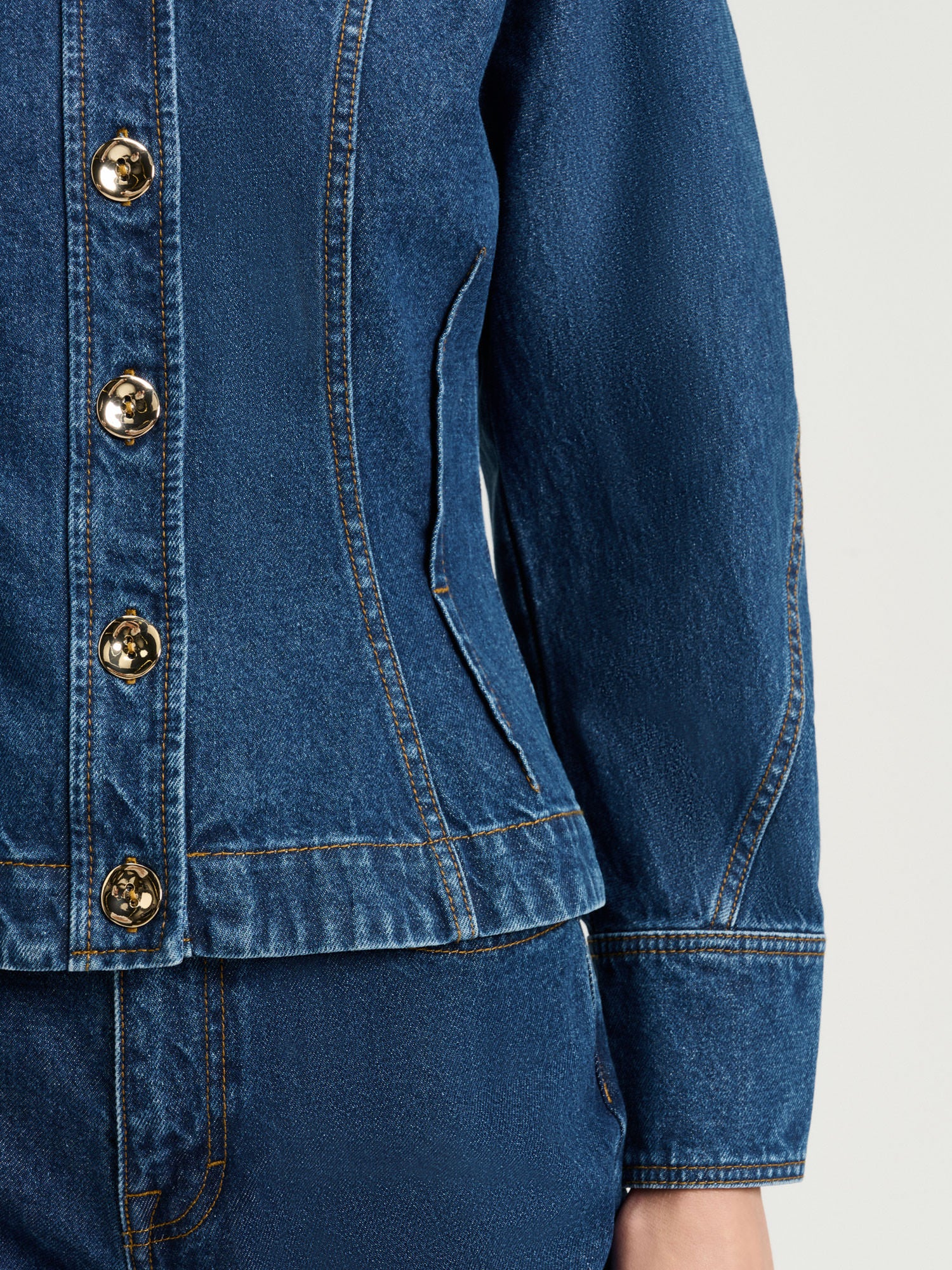 COTTON DENIM DART WAIST JACKET - Image 4