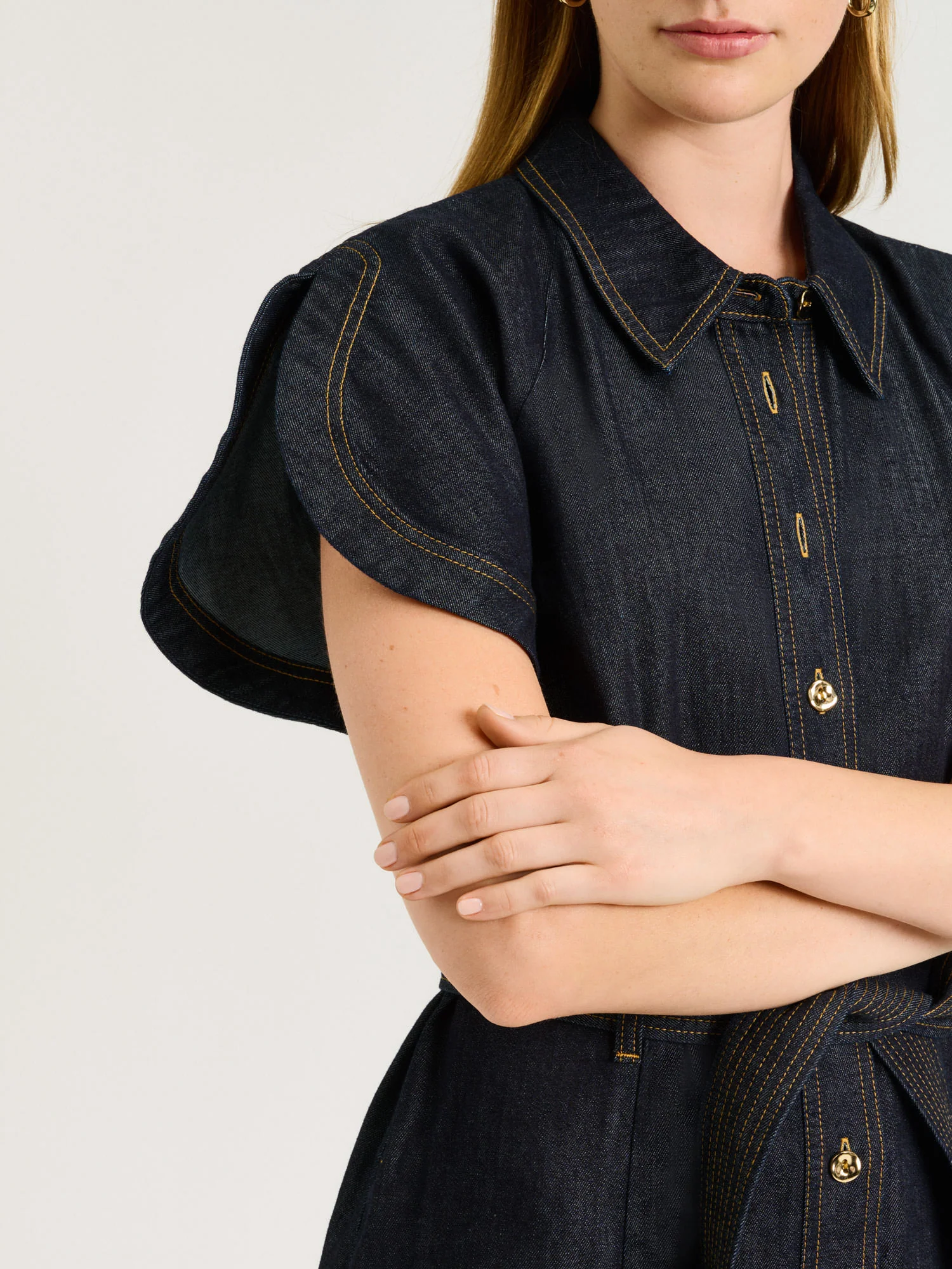 COTTON LYOCELL DENIM BELTED SHIRTDRESS - Image 3