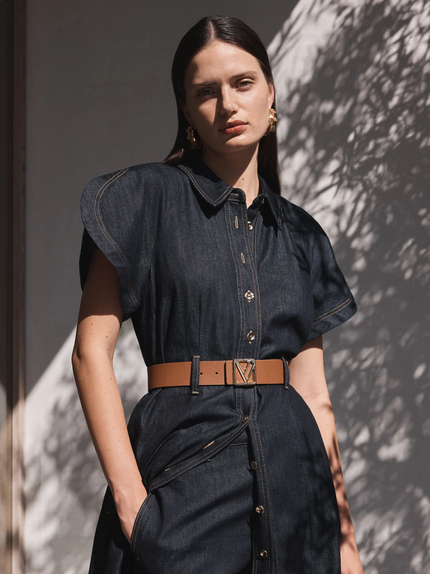 COTTON LYOCELL DENIM BELTED SHIRTDRESS - Image 7