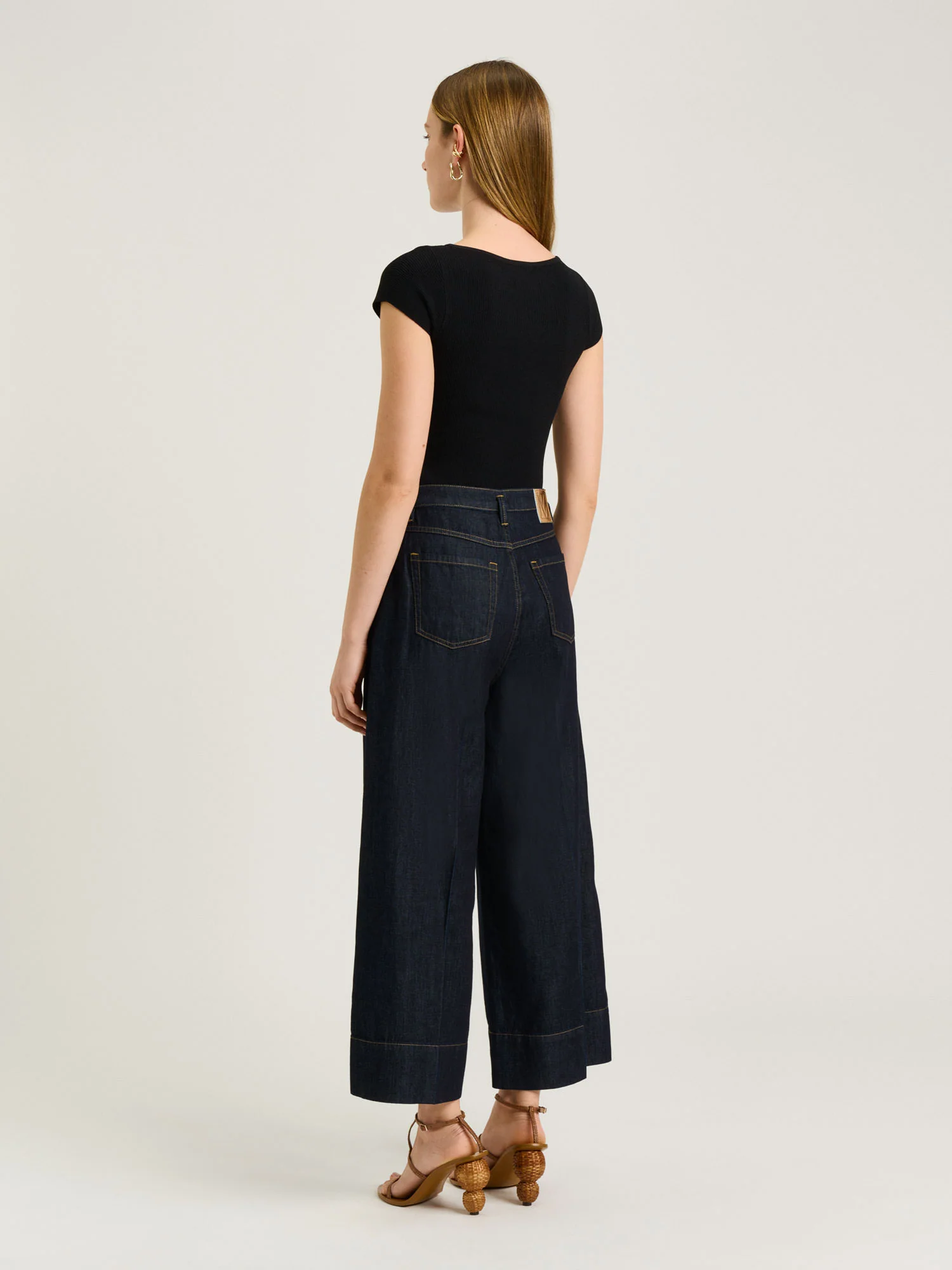 COTTON LYOCELL PINTUCK WIDE CROPPED JEAN - Image 5