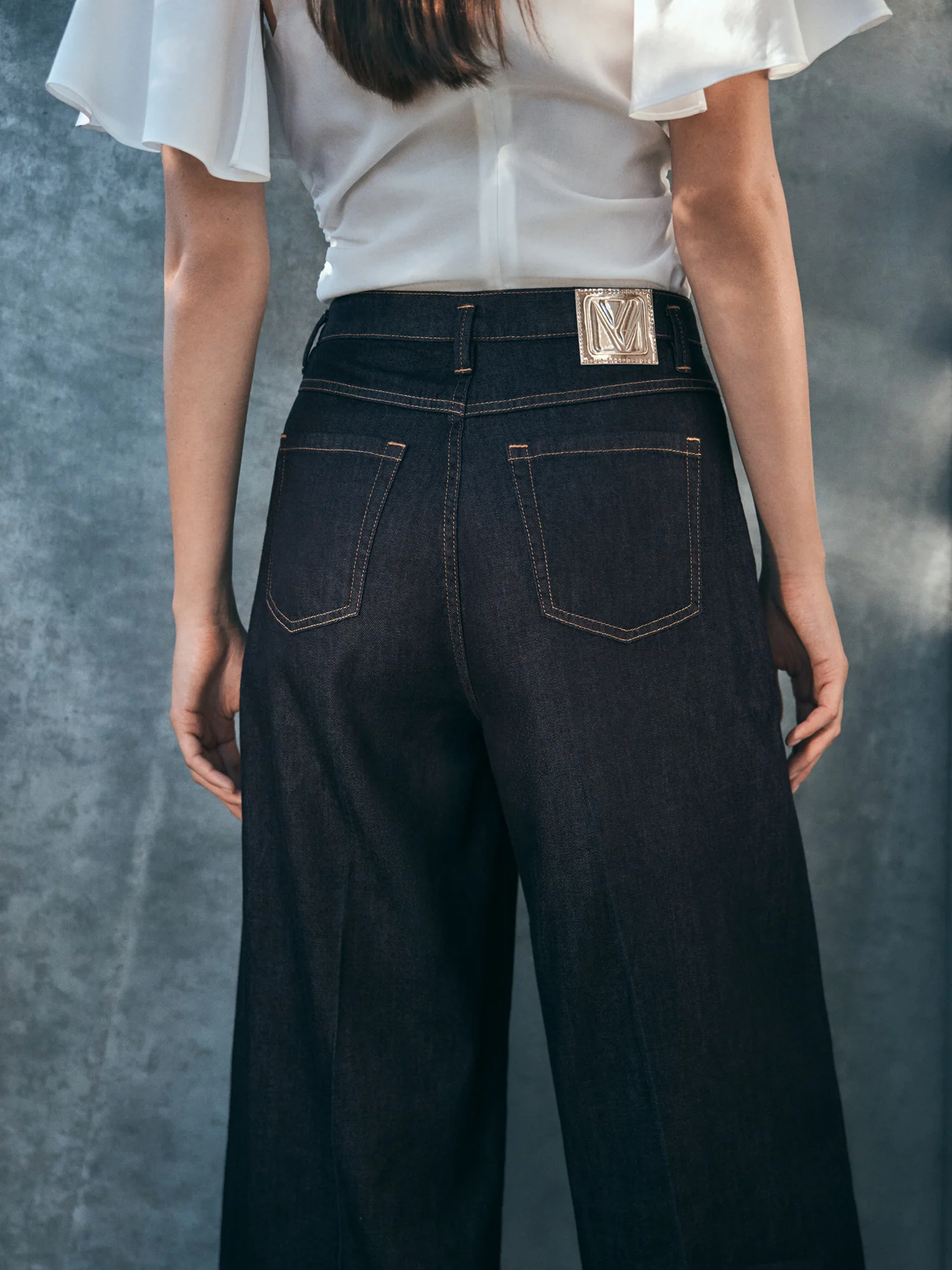 COTTON LYOCELL PINTUCK WIDE CROPPED JEAN - Image 6