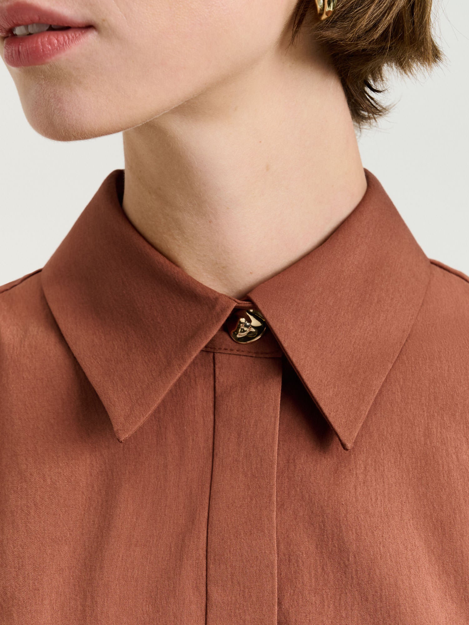 COTTON NYLON A LINE SHIRTDRESS - Image 3