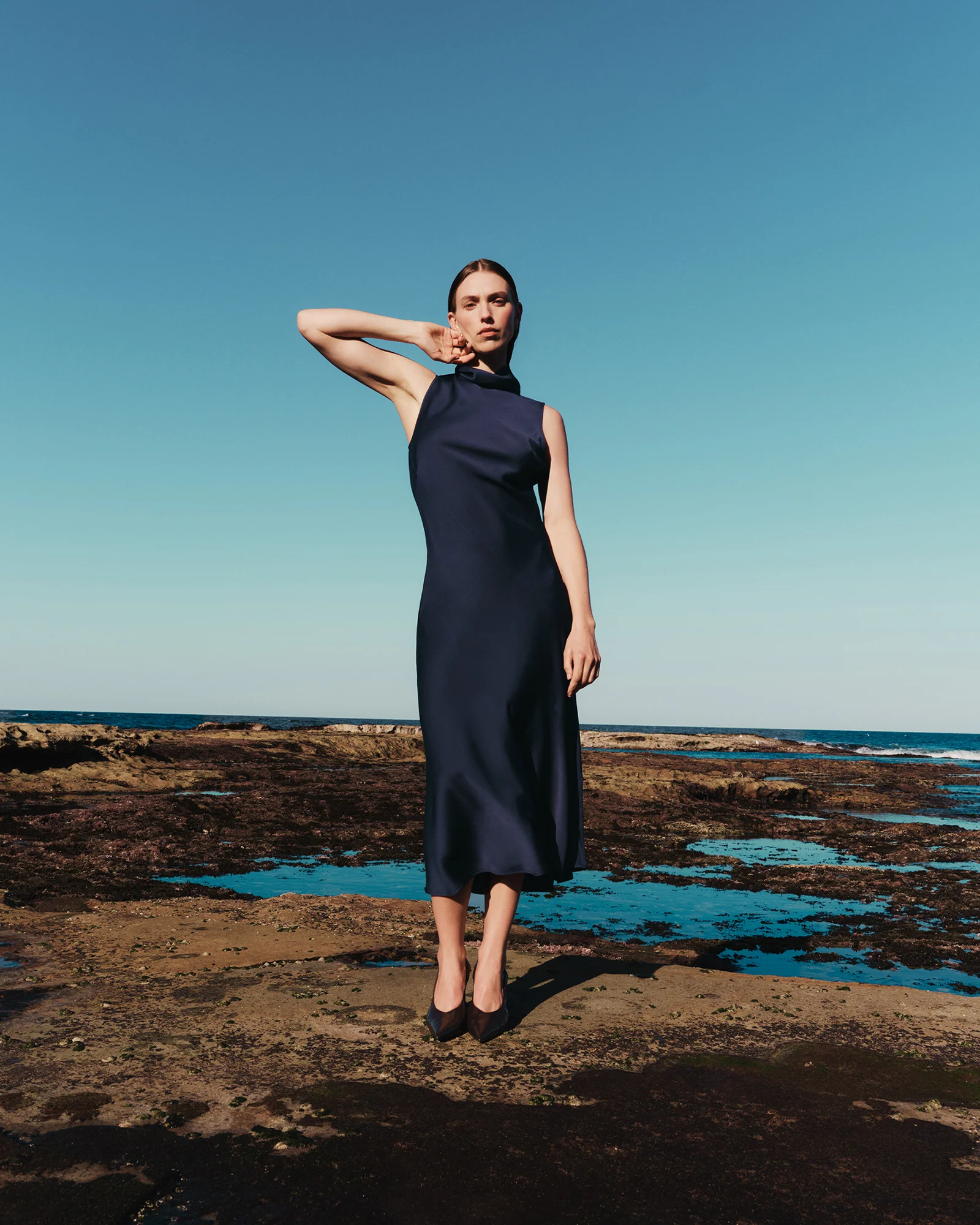 CREPE BACK SATIN HALTER MAXI DRESS - Image 5