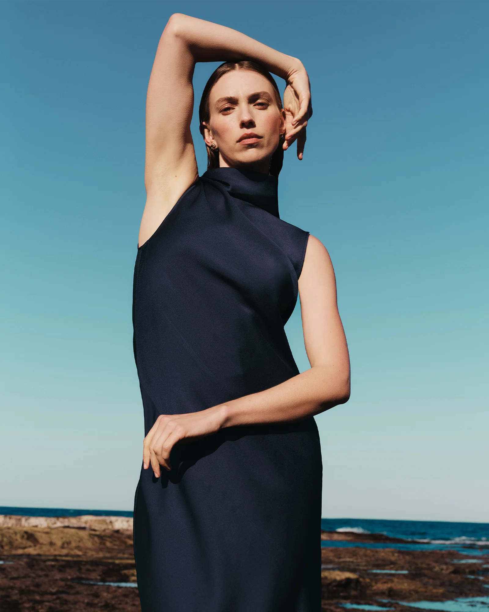 CREPE BACK SATIN HALTER MAXI DRESS - Image 6