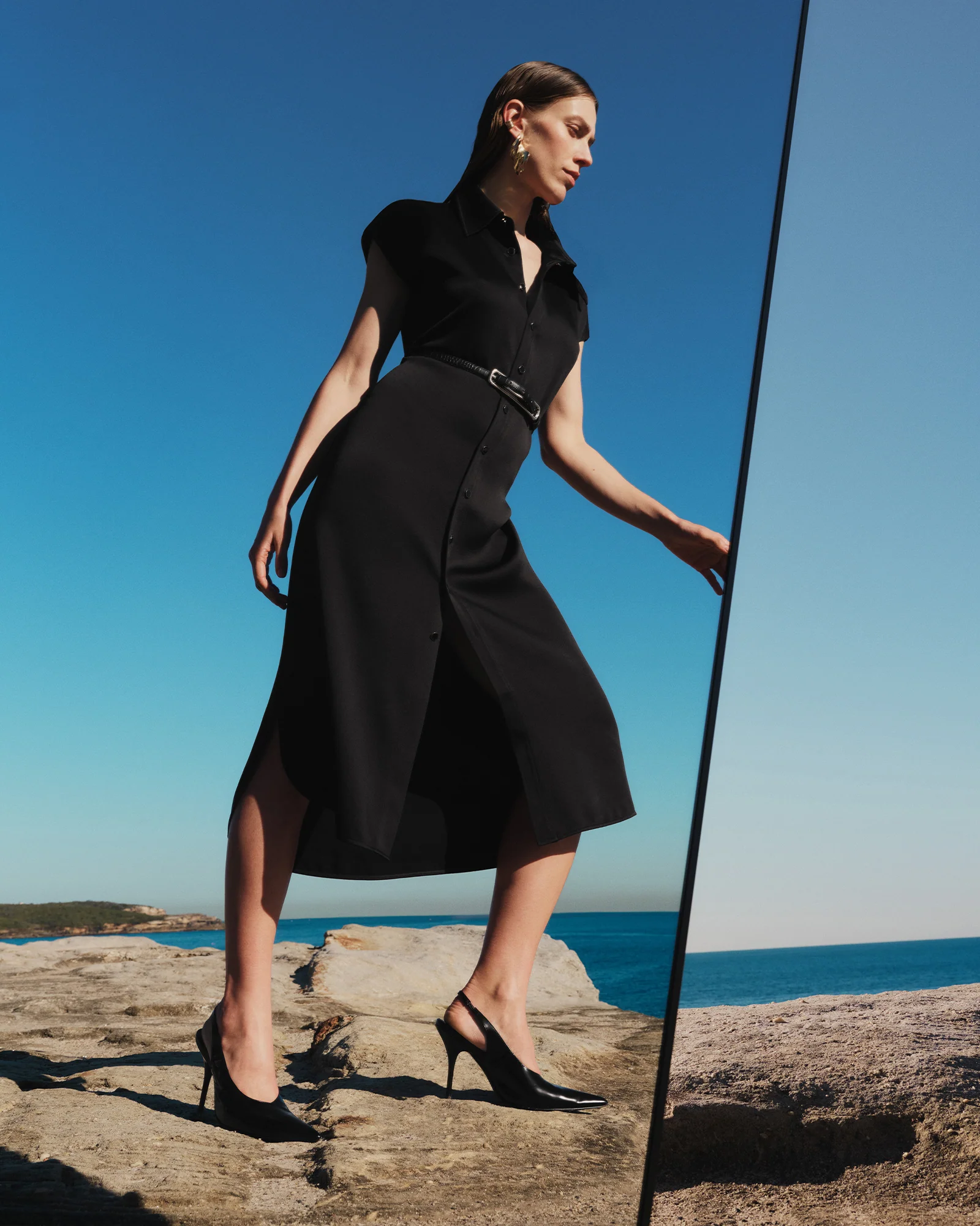 CREPE BACK SATIN SHIRTDRESS - Image 5