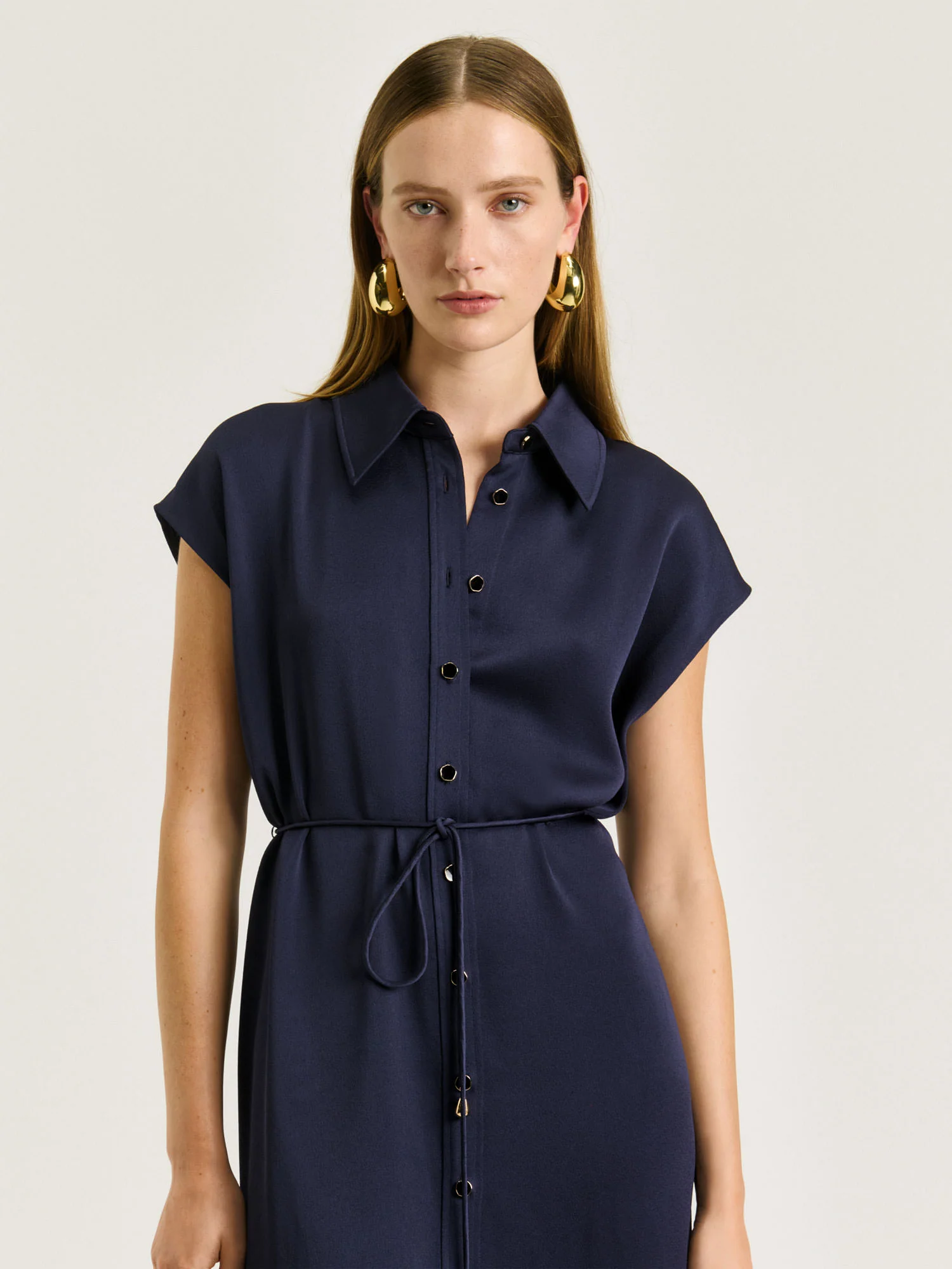 CREPE BACK SATIN SHIRTDRESS - Image 8