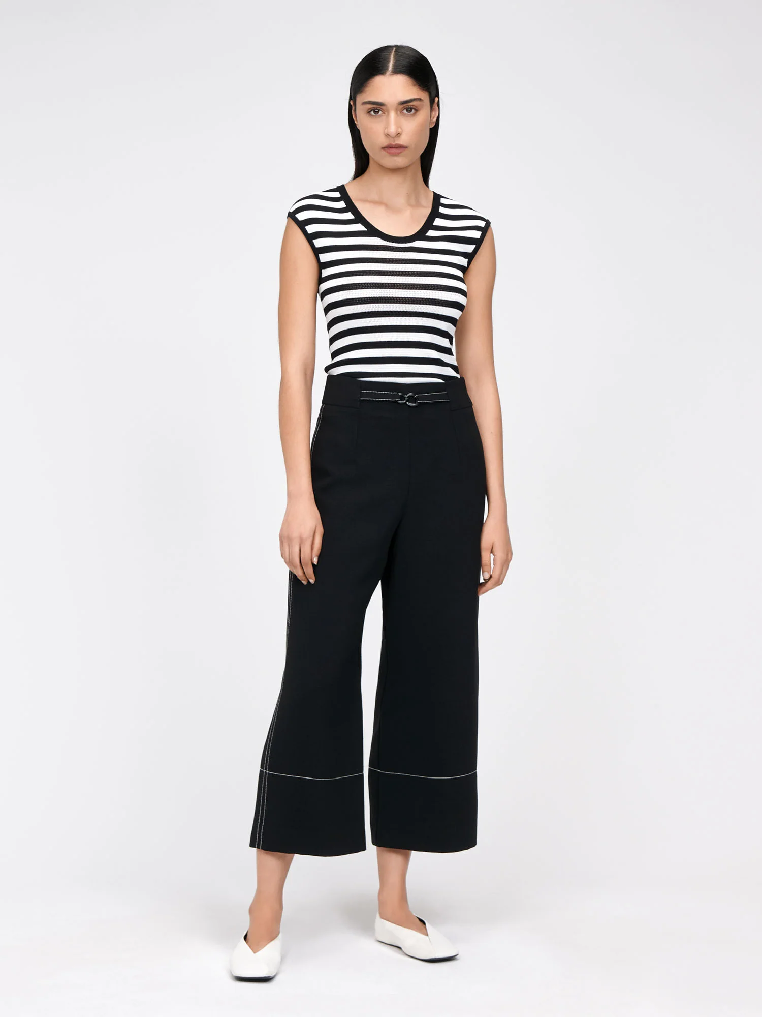 DOUBLE WEAVE TOPSTITCHED CROPPED PANT - Image 4