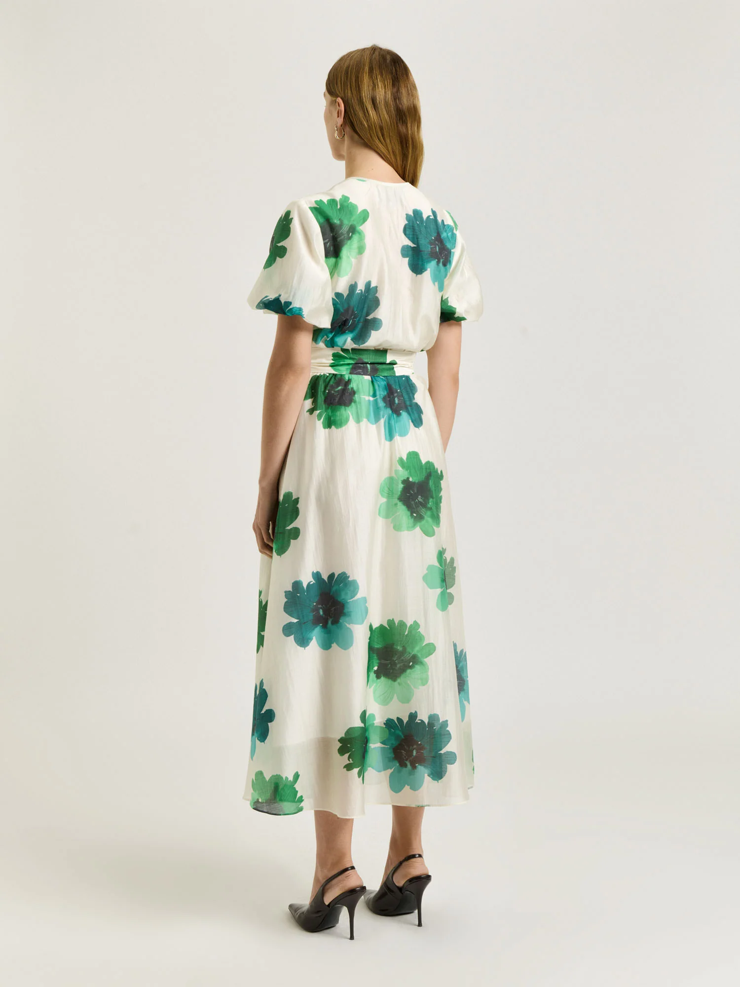 IVORY WATER POPPY BELTED MIDI DRESS - Image 4