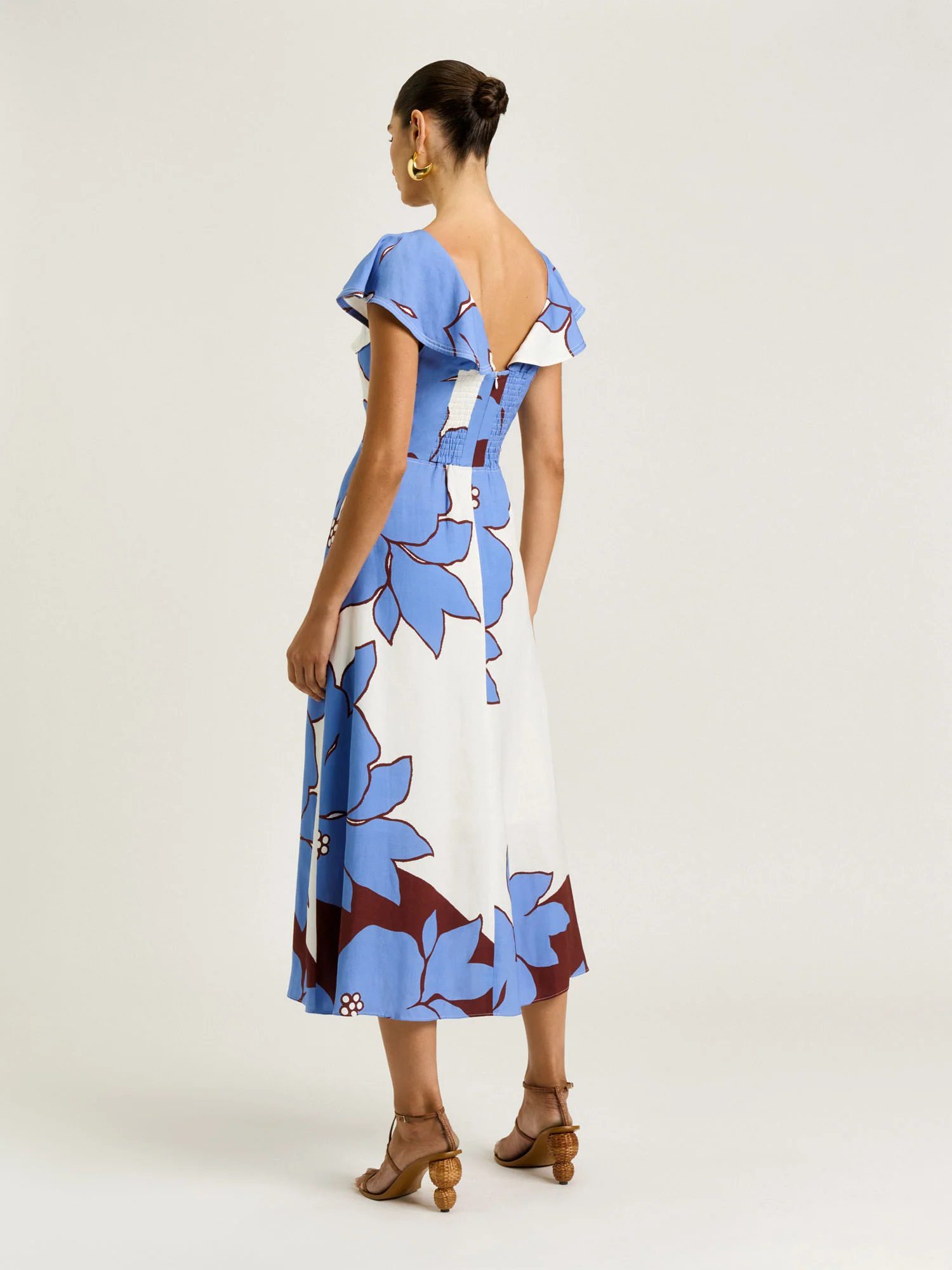 LILAC POINSETTIA RUFFLE NECK MIDI DRESS - Image 6