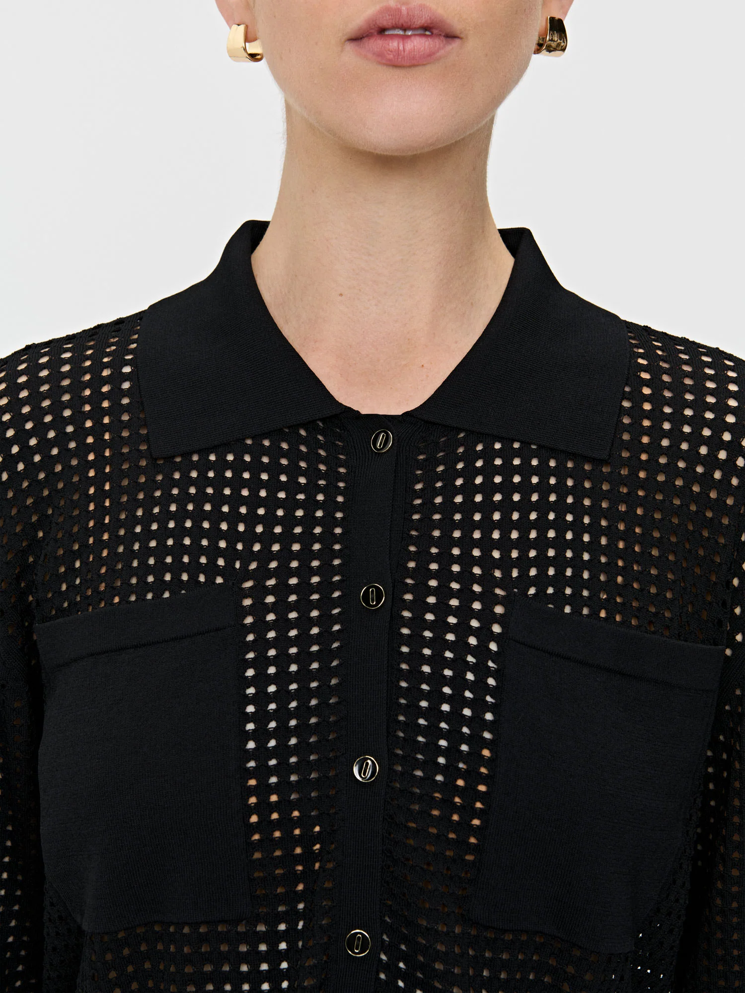 LONG SLEEVE MESH KNIT SHIRT - Image 4