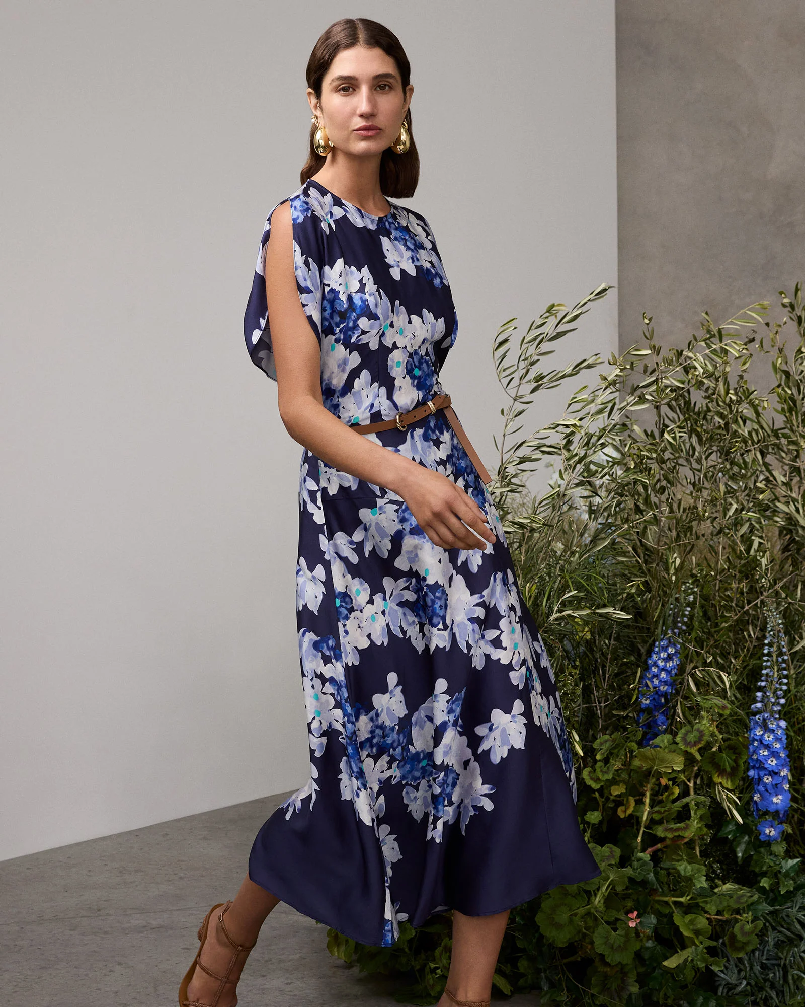 MIDNIGHT CLIMBING VINE SATIN MIDI SKIRT - Image 6