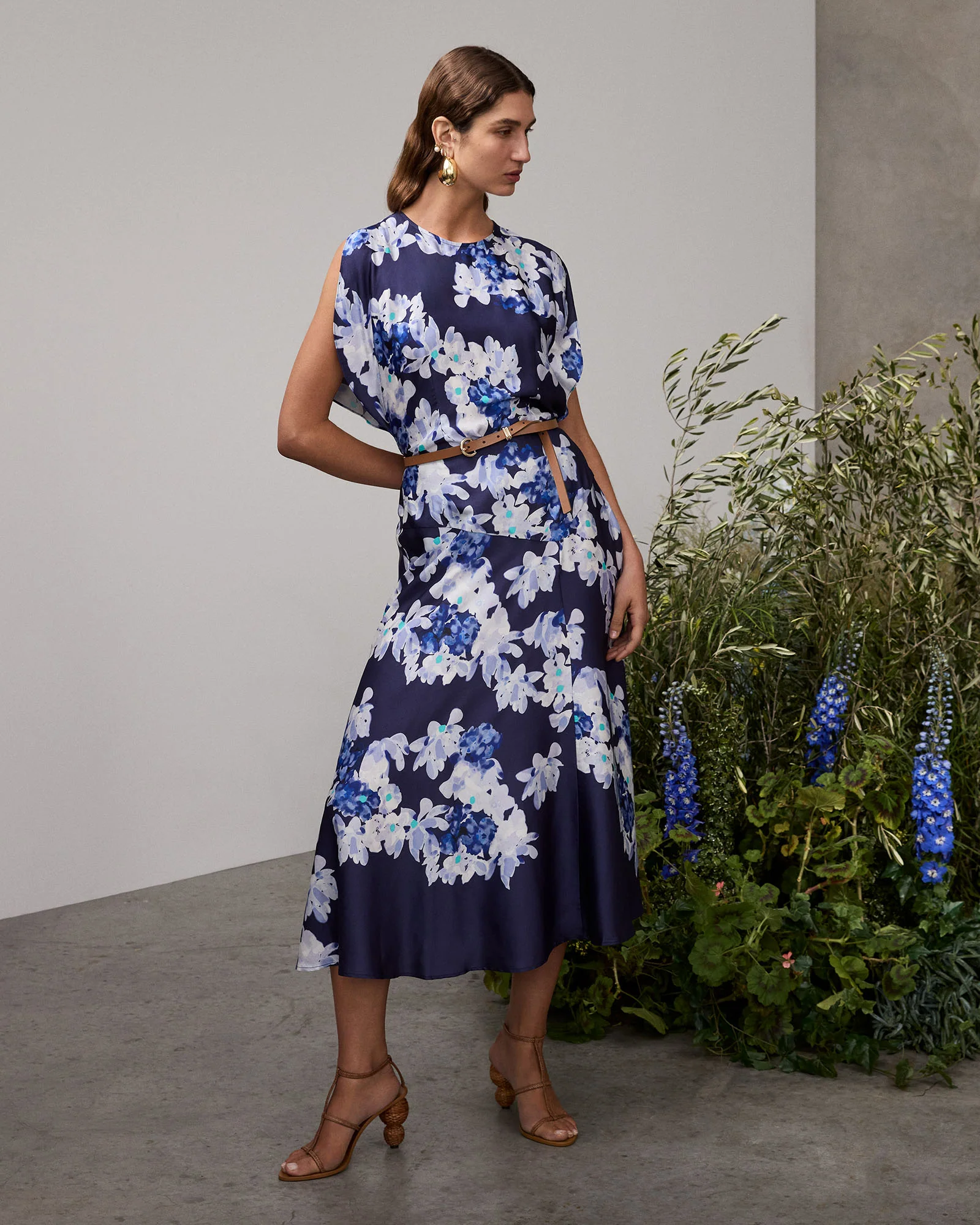 MIDNIGHT CLIMBING VINE SATIN MIDI SKIRT - Image 7