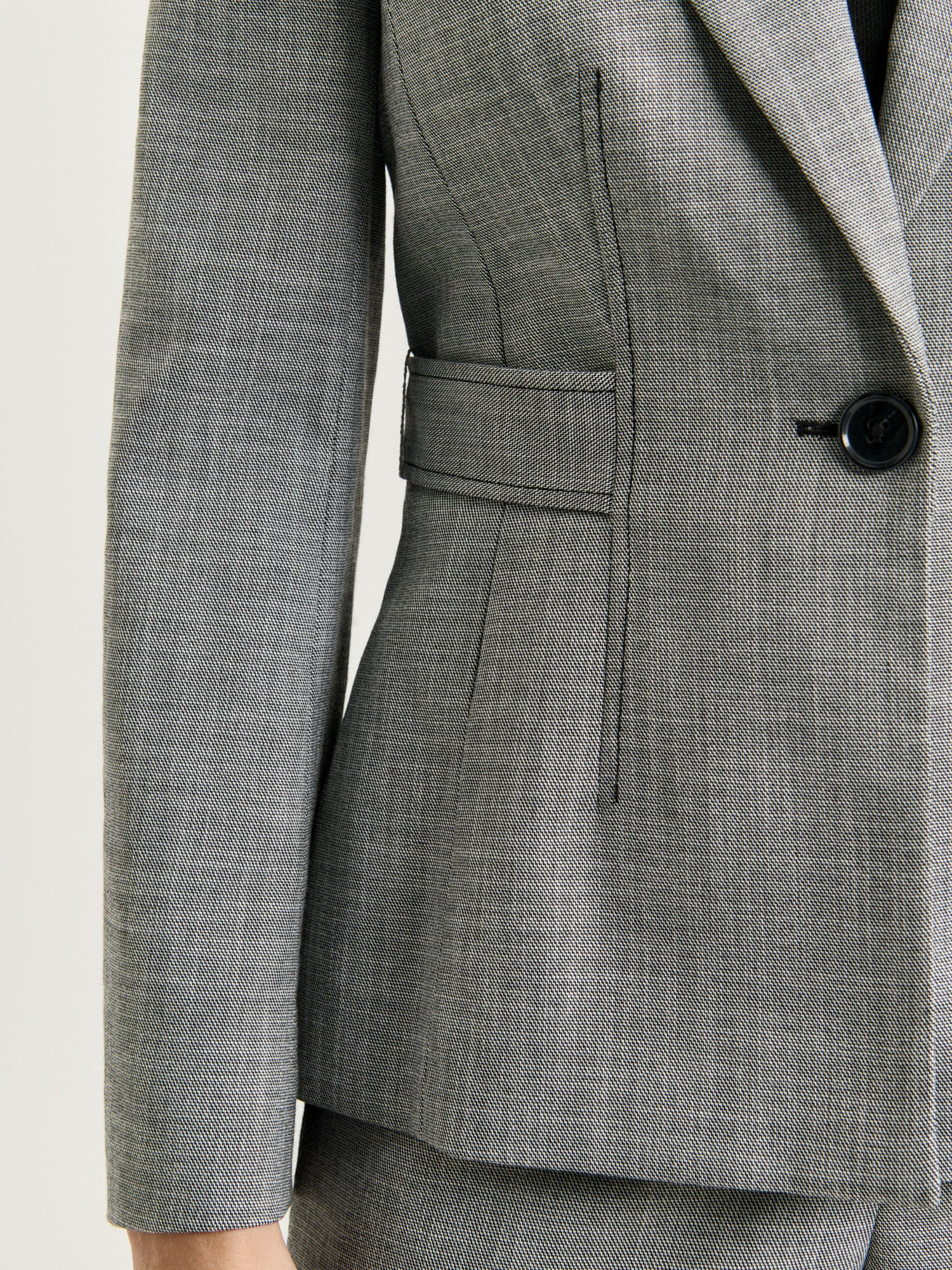 MONOCHROME TWILL BELTED BLAZER - Image 4
