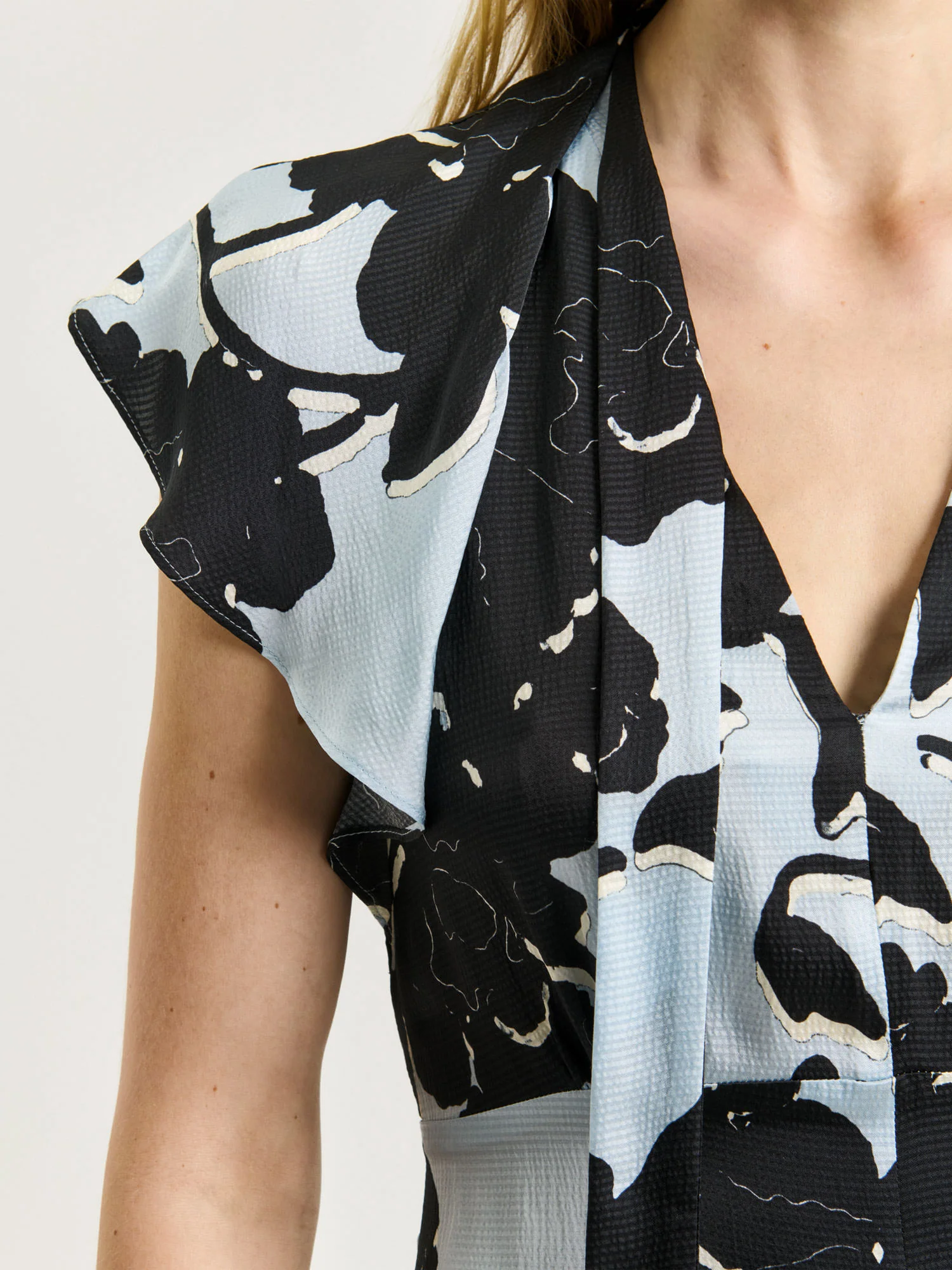 SHADOW ROSE SATIN DRAPED NECK MIDI DRESS - Image 4