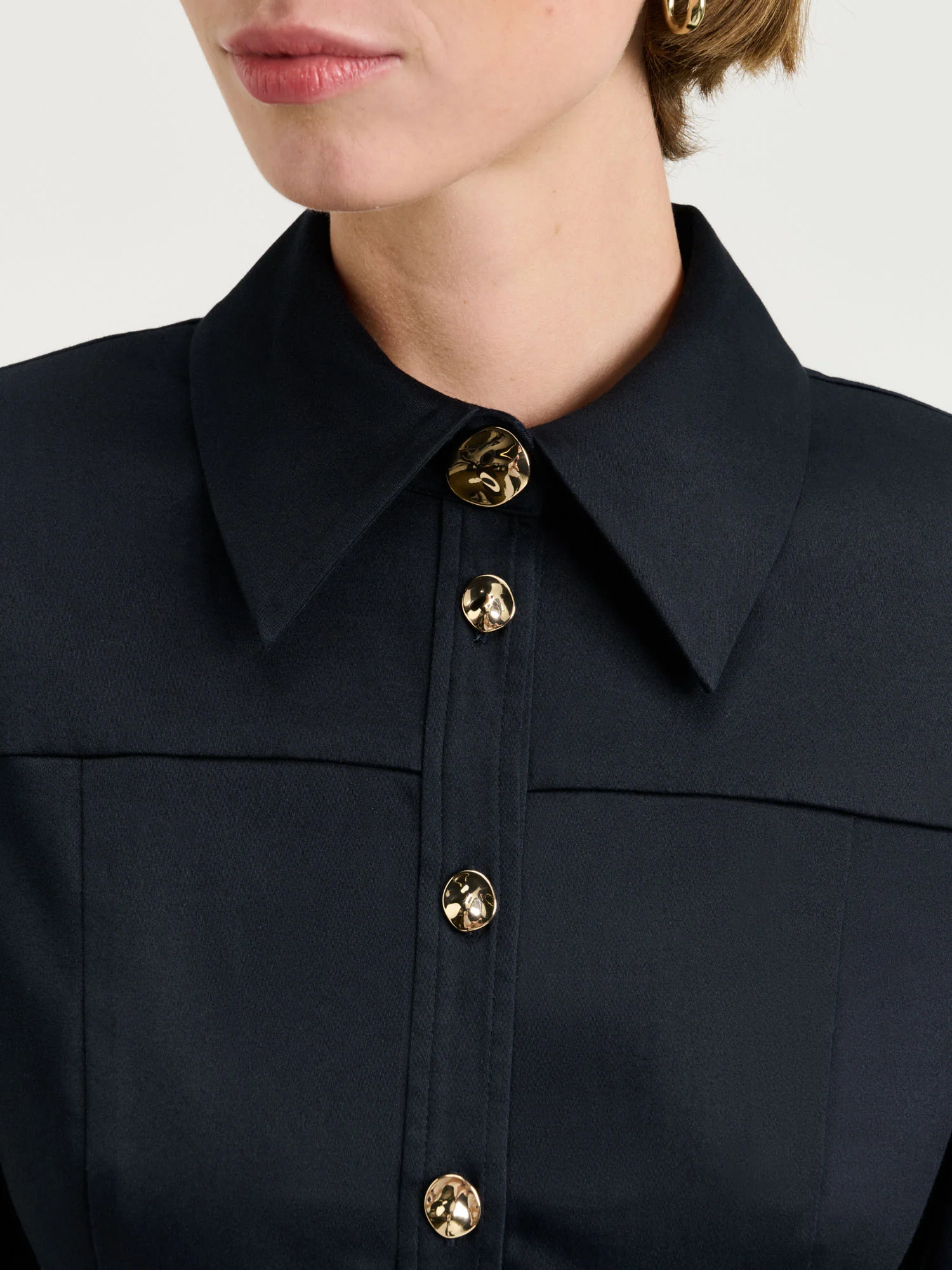 STRETCH COTTON SATEEN SHIRTDRESS - Image 3