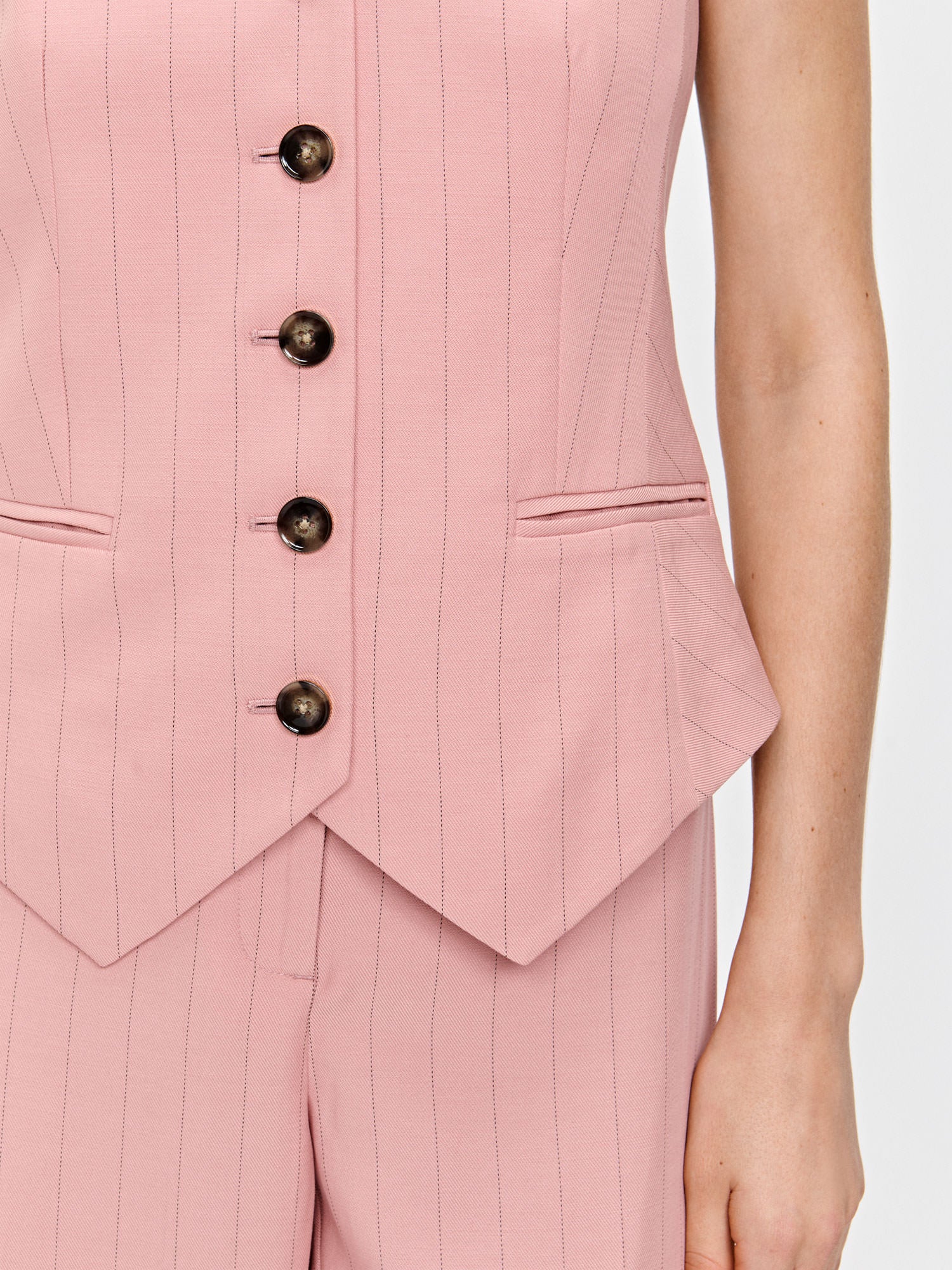 STRIPE TWILL FITTED WAISTCOAT - Image 4